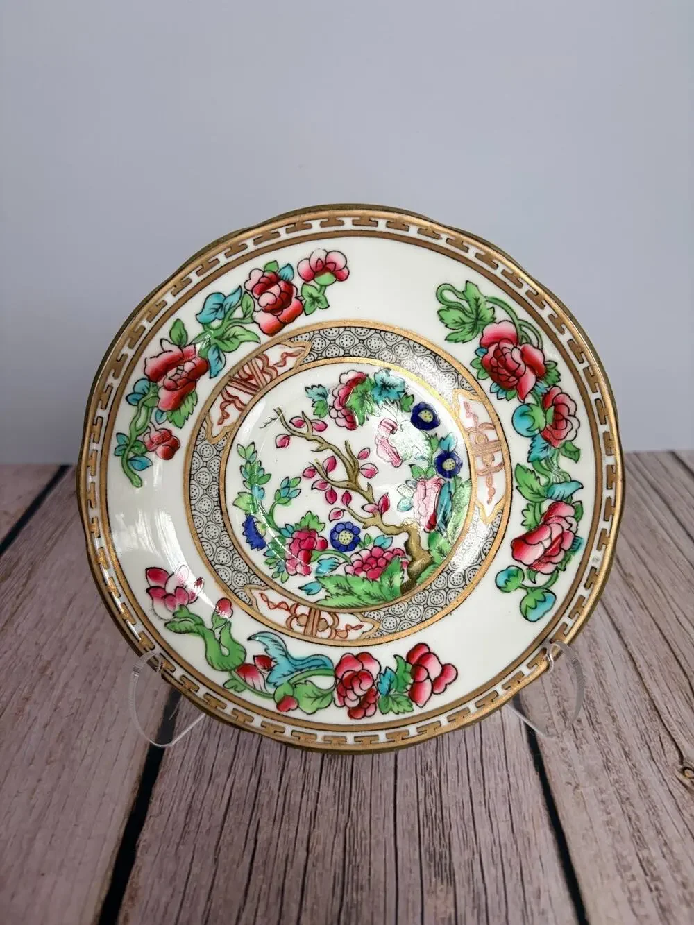 Coalport Indian Tree Saucer England Floral Gold Trim Replacement